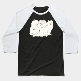 Cute samoyed dogs smiling with tongue out Baseball T-Shirt